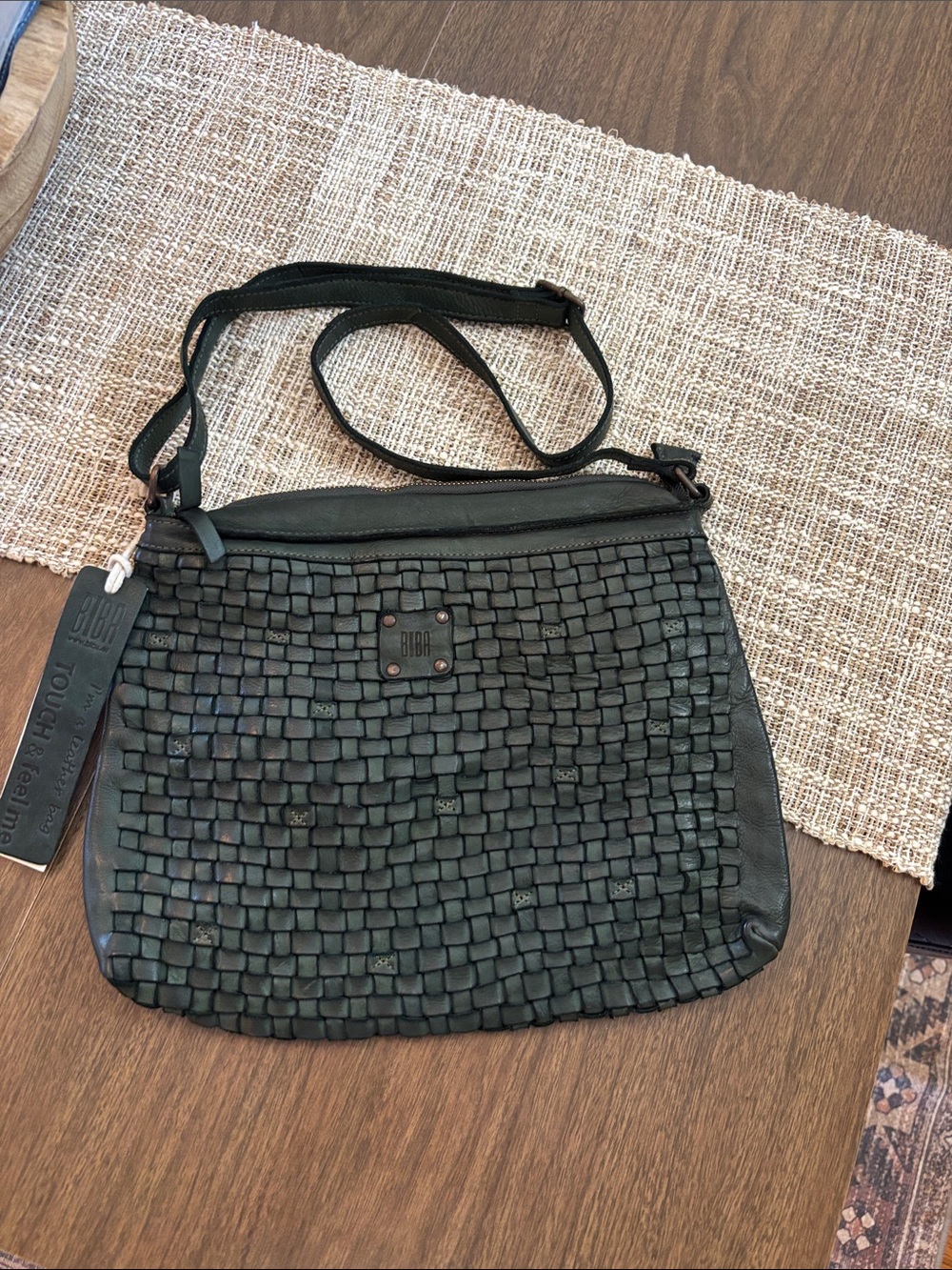 NWT Biba green leather purse crossbody
